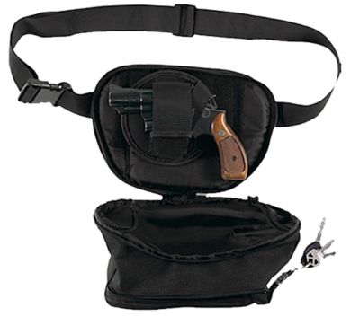 Bulldog Fanny Pack Small Handgun Holster, Ambidextrous, Black, Nylon
