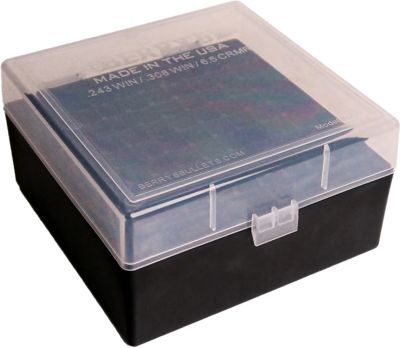 Berry's Polypropylene Ammo Box, Holds 100 Rounds, Clear/Black