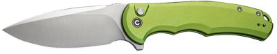 Civivi Knives 3.75 in. Praxis Folding Knife, Drop Point, Stain, Nitro-V Steel Blade, Lime Green Aluminum Handle