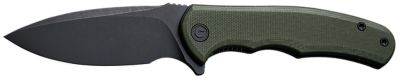 Civivi Knives 2.98 in. Praxis Mini Folding Knife, Drop Point, Black, Stonewashed, D2 Steel Blade, OD Green Textured G10 Handle