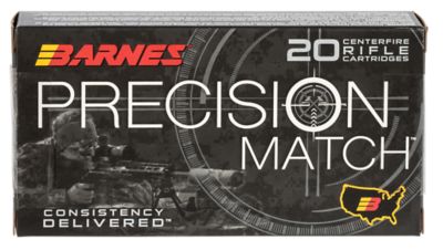 Barnes Bullets Precision Match 6mm Creedmoor 112-Grain Open Tip Match Boat Tail Rifle Ammunition, 20 Rounds