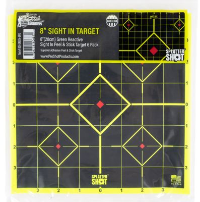 Pro-Shot SplatterShot Sight-In 5-Diamond Self-Adhesive Paper Shooting Targets, 8 in., Black/Green, 6-Pack
