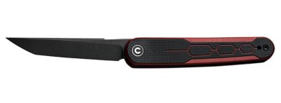 Civivi Knives 2.97 in. KwaiQ Folding Knife, Black, Stonewashed, Nitro-V Steel Blade, Black/Burgundy Textured G10 Handle