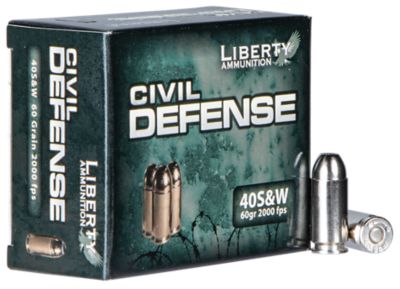 Liberty Ammunition Civil Defense .40 S&W 60-Grain Lead Free Fragmenting Hollow Point Handgun Ammunition, 20 Rounds