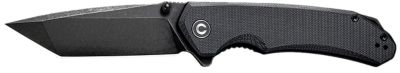 Civivi Knives 3.46 in. Brazen Folding Knife, Tanto, Black, Stonewashed, D2 Steel Blade, Black Textured G10 Handle