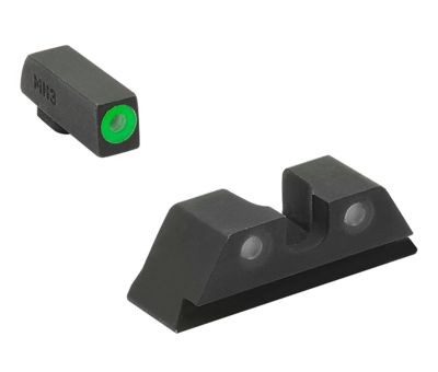 Mepro USA Hyper-Bright Sight Set for Glock 17/17L/19/22/23, Green Tritium/Black Frame, Post/Dovetail Mount