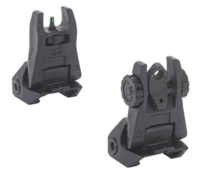 Mepro USA FUBS Sight Set for AR-15, Black, Flip Up, Green Tritium Front, Green Tritium Rear