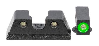 Mepro USA Hyper-Bright Sight Set for Glock 42/43, Green Tritium Green Outline Front, Green Tritium Black Outline Rear