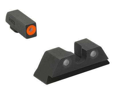 Mepro USA Hyper-Bright Sight Set for Glock 17/17L/19/22, Green Tritium Orange Outline Front, Green Tritium Black Outline Rear