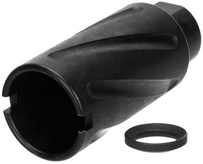 TacFire Spiral Fluted Muzzle Brake for AR-Platform, 9mm Luger, 1/2 in. x 36 Thread, 2.60 in. OAL & 1.12 in. Diameter, Black