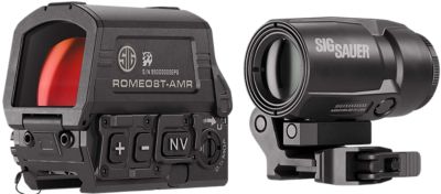 Sig Sauer Electro-Optics Romeo8T AMR Sight with Juliet3T Micro Magnifier, 1x 40mm/3x 22mm, Quad Ballistic Circle/Dot 2.0, Black
