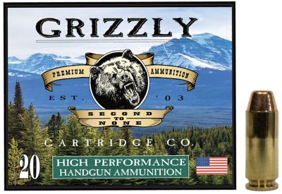 Grizzly Ammo 10mm Auto 200-Grain Full Metal Jacket Flat Point Handgun Ammunition, 20 Rounds