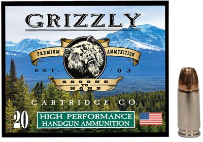 Grizzly Ammo 9mm+P 115-Grain Jacketed Hollow Point Handgun Ammunition, 20 Rounds