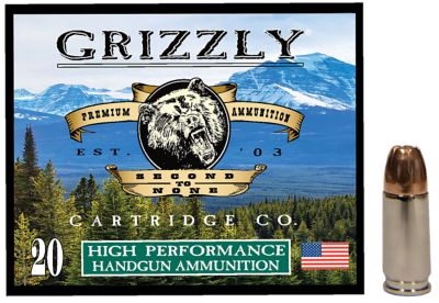 Grizzly Ammo 9mm 124-Grain Jacketed Hollow Point Handgun Ammunition, 20 Rounds