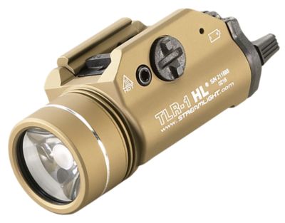 Streamlight TLR-1 HL Gun Light, Flat Dark Earth, Aluminum, 1,000-Lumen, White LED, 283 Meters Beam, Picatinny Rail/Rail Clamp