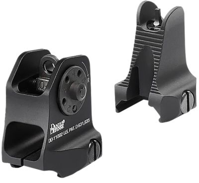 Daniel Defense Iron Sight Set for AR-15, Black Hardcoat Anodized, Fixed Front & Rear