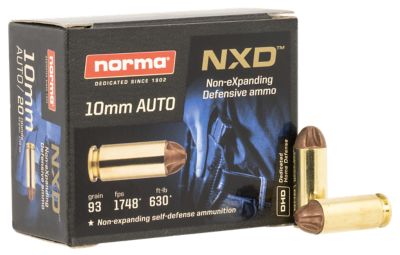 Norma Ammunition Self Defense 10mm Auto 93-Grain NXD Handgun Ammunition, 20 Rounds
