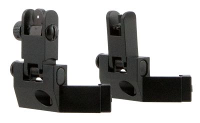 TacFire 45 Degree Flip Up Iron Sight for AR-Platform, Spring Loaded, Black Anodized Front and Rear