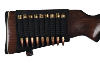 GrovTec Elastic Rifle Buttstock Cartridge Holder, Holds 9 Cartridges, Black