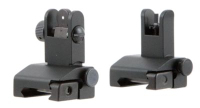 TacFire Pop Up Iron Sights for AR-Platform, Spring Loaded, Black Anodized, Flip Up
