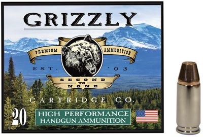 Grizzly Ammo 9mm+P 124-Grain Full Metal Jacket Flat Point Handgun Ammunition, 20 Rounds, GC9M+P1