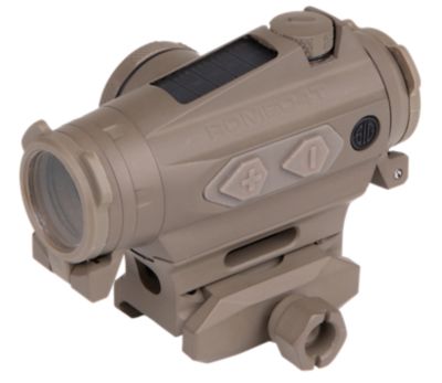 Sig Sauer Electro-Optics Romeo4T Solar Compact Red Dot Sight, 1x 20mm, 2 MOA Ballistic Dot/65 MOA Circle, Flat Dark Earth