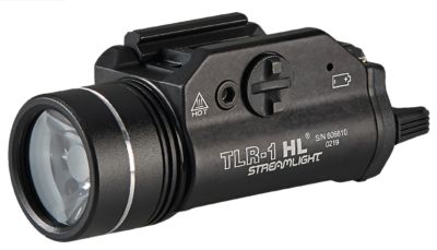 Streamlight TLR-1 HL Gun Light, Black Anodized, Aluminum, 1,000-Lumen, White LED, 283 Meter, Picatinny Rail/Rail Clamp Mount