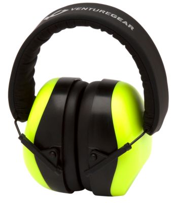 Pyramex Safety Venture Gear V80 Over-the-Head Earmuffs and Foam Earplugs Set, 58 dB Noise Reduction Rating, Lime/Black, 1 Pair