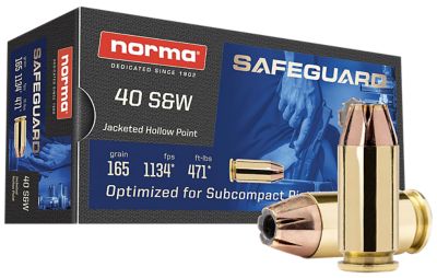 Norma Ammunition Safeguard .40 S&W 165-Grain Jacketed Hollow Point Handgun Ammunition, 50 Rounds