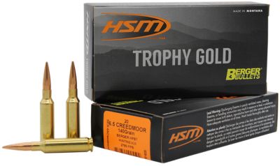 HSM Trophy Gold Extended Range 6.5 Creedmoor 140-Grain Berger Hybrid Tactical Open Tip Match Rifle Ammunition, 20 Rounds