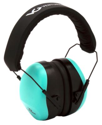 Pyramex Safety Venture Gear V80 Over-the-Head Earmuffs and Foam Earplugs Set, 58 dB Noise Reduction Rating, Black/Teal, 1 Pair