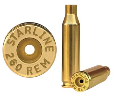 Starline Brass Unprimed Rifle Cases, 260 Rem, 50 Rounds