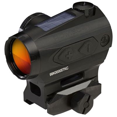 Sig Sauer Electro-Optics Romeo4T Solar Compact Red Dot Sight, 1x 20mm, 2 MOA Ballistic Dot/65 MOA Circle, Black