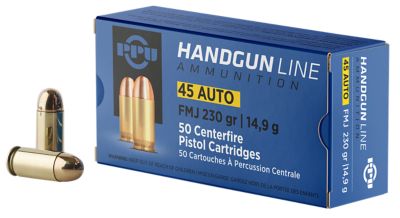 PPU .45 ACP 230-Grain Handgun Ammunition, 50 Rounds