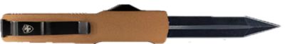 Templar Knife 3.25 in. Premium LW Slim OTF Dagger, Black Oxide Powder-Coat D2 Steel Blade, Bronze Anodized Aged Aluminum Handle