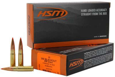HSM Match .300 AAC Blackout 208-Grain Hornady A Max Rifle Ammunition, 20 Rounds