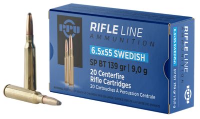 PPU Metric Rifle Line 6.5x55mm Swedish 139-Grain Soft Point Boat Tail Rifle Ammunition, 20 Rounds