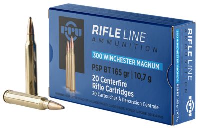 PPU Standard .300 Win Magnum 165-Grain Soft Point Boat Tail Rifle Ammunition, 20 Rounds