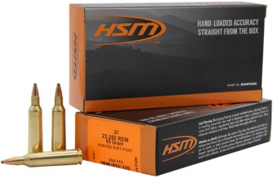 HSM Varmint .22-250 Remington 55-Grain Soft Point Rifle Ammunition, 20 Rounds