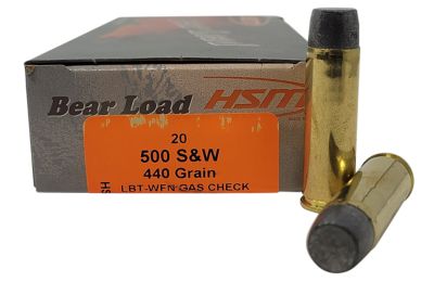 HSM Bear Load .500 S&W Magnum 440-Grain Wide Flat Nose Handgun Ammunition, 20 Rounds