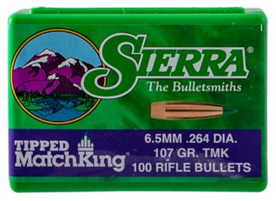 Sierra 6.5 Creedmoor 107-Grain Tipped MatchKing Reloading Rifle Bullets, 100 Rounds
