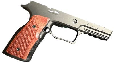 Sharps Bros. Grip Module for Sig P320, Black w/ Cherry, 7075-T6 Aluminum