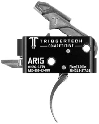 TriggerTech Competitive Single-Stage Pro Curved Trigger for AR-15, 3 lb. Draw, Fixed, Stainless