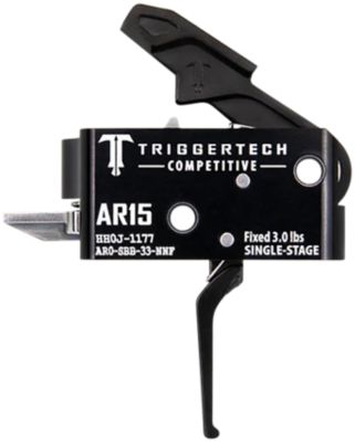 TriggerTech Competitive Single-Stage Flat Trigger for AR-15, 3 lb. Draw, Fixed, Black