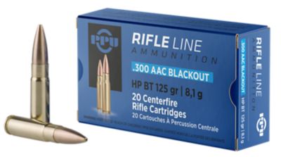PPU Standard .300 AAC Blackout 125-Grain Hollow Point Boat Tail Rifle Ammunition, 20 Rounds
