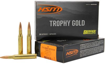 HSM Trophy Gold Extended Range .270 Win 150-Grain Berger Hunting VLD Match Rifle Ammunition, 20 Rounds