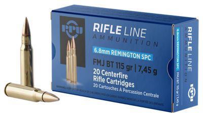 PPU Standard 6.8 Remington SPC 115-Grain Full Metal Jacket Boat Tail Rifle Ammunition, 20 Rounds