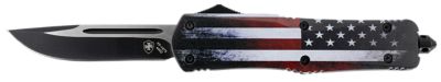 Templar Knife 3.5 in. Gen II US Flag Large OTF Drop Point Folding Knife, Black Oxide Stonewashed 440C SS Blade, Aluminum Handle