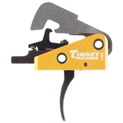 Timney Triggers Competition Trigger Single-Stage Curved Trigger for AR-10, 4 lb. Draw, Black/Gold, Steel w/Aluminum Housing
