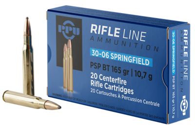 PPU Standard .30-06 Springfield 165-Grain Pointed Soft Point Boat Tail Rifle Ammunition, 20 Rounds
